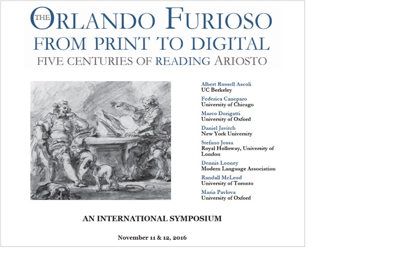 International Symposium “The Orlando Furioso from print to digital. Five centuries to read Ariosto”